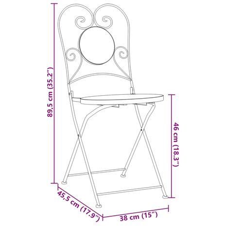 Bistrostoelen 2 st inklapbaar keramiek terracottakleurig 12