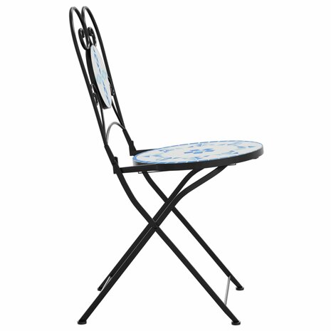 Bistrostoelen 2 st inklapbaar keramiek blauw en wit 6