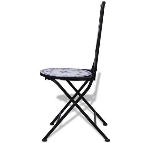 Bistrostoelen inklapbaar 2 st keramiek blauw en wit 3