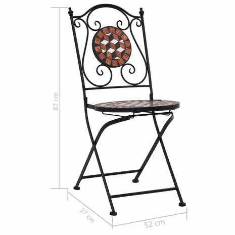 Bistrostoelen mozaïek 2 st keramiek bruin 11