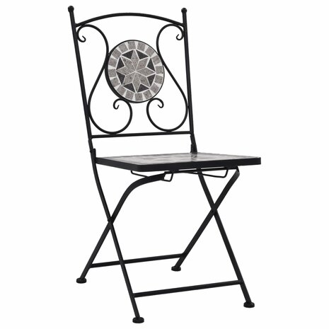 Bistrostoelen mozaïek 2 st grijs 2