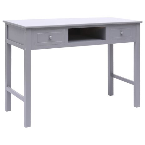 Bureau 108x45x76 cm massief paulowniahout grijs 2