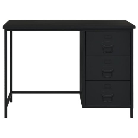 Bureau industrieel met lades 105x52x75 cm staal zwart 2