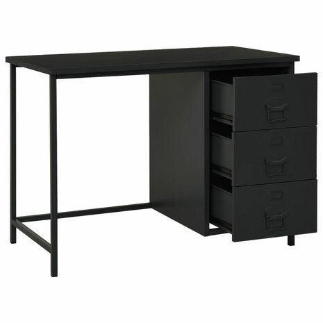 Bureau industrieel met lades 105x52x75 cm staal zwart 3