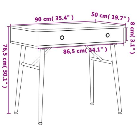 Computerbureau in antieke stijl met lade 90x50x76,5 cm groen 8