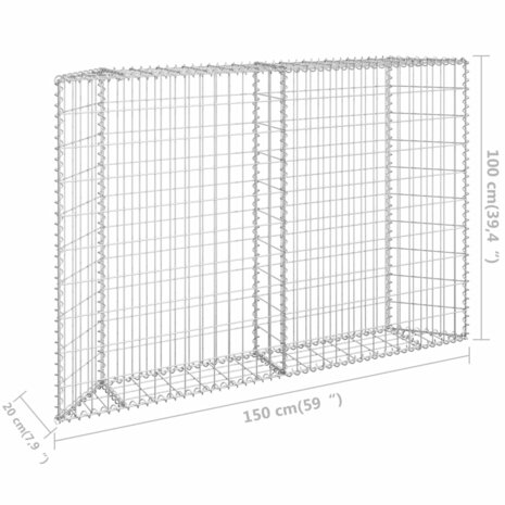 Gabion plantenbak trapezium 150x20x100 cm gegalvaniseerd staal 7