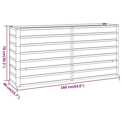 Plantenbak verhoogd 160x40x77 cm cortenstaal roestig 8