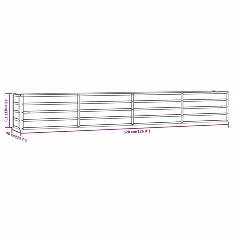 Plantenbak verhoogd 320x40x45 cm cortenstaal roestig 8