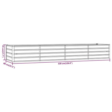 Plantenbak verhoogd 320x80x45 cm cortenstaal roestig 8