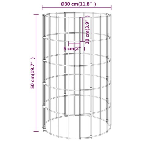 Gabion plantenbakken 3 st rond verhoogd Ø30x50 cm staal 7