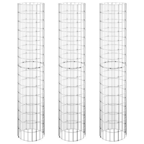 Gabion plantenbakken 3 st rond verhoogd Ø30x150 cm staal 2