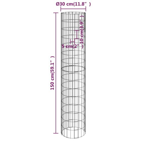 Gabion plantenbakken 4 st rond verhoogd Ø30x50/100/150/200 cm 7