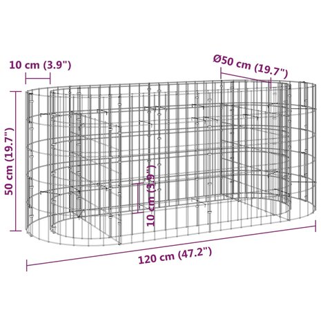 Gabion plantenbak verhoogd 120x50x50 cm gegalvaniseerd ijzer 8