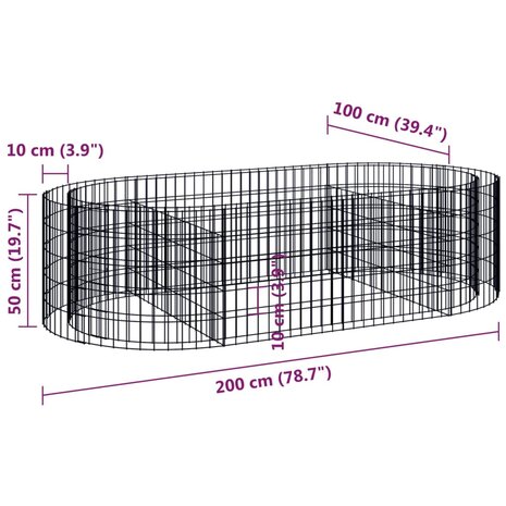 Gabion plantenbak verhoogd 200x100x50 cm gegalvaniseerd ijzer 8