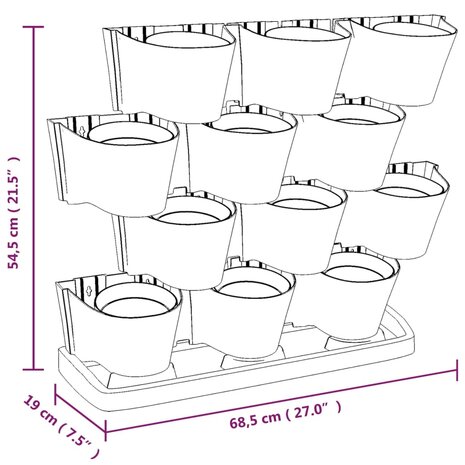 12-delige Plantenbakkenset verticaal polypropeen antracietkleur 9