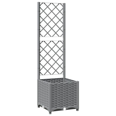 Plantenbak met latwerk 40x40x136 cm polypropeen lichtgrijs 2