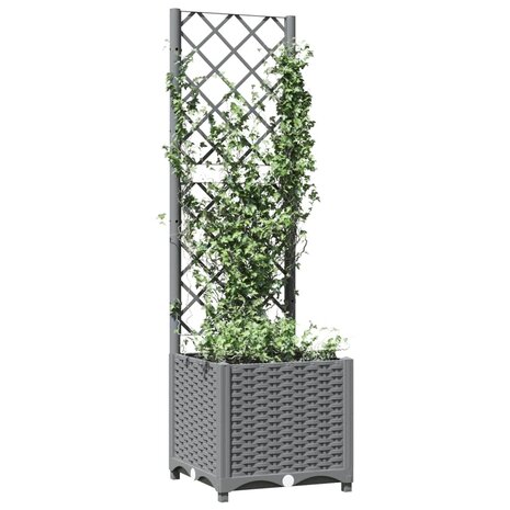 Plantenbak met latwerk 40x40x136 cm polypropeen lichtgrijs 3