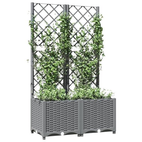 Plantenbak met latwerk 80x40x136 cm polypropeen lichtgrijs 3