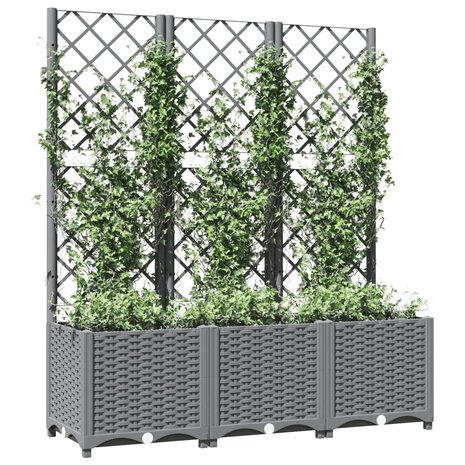 Plantenbak met latwerk 120x40x136 cm polypropeen lichtgrijs 3