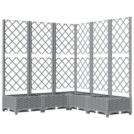 Plantenbak met latwerk 120x120x121,5 cm polypropeen lichtgrijs 2