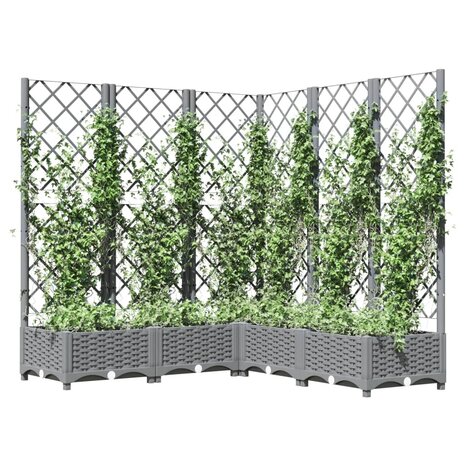 Plantenbak met latwerk 120x120x121,5 cm polypropeen lichtgrijs 3