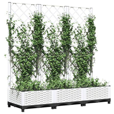 Plantenbak met latwerk 120x40x121,5 cm polypropeen wit 3