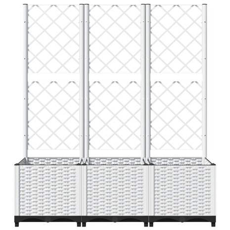 Plantenbak met latwerk 120x40x136 cm polypropeen wit 4