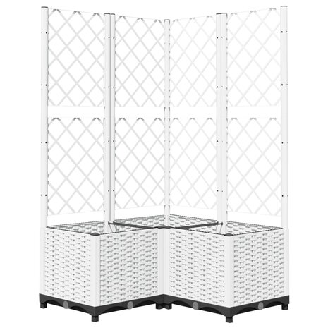 Plantenbak met latwerk 80x80x136 cm polypropeen wit 2