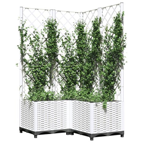 Plantenbak met latwerk 80x80x136 cm polypropeen wit 3