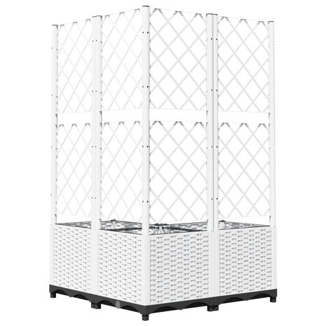 Plantenbak met latwerk 80x80x136 cm polypropeen wit 6