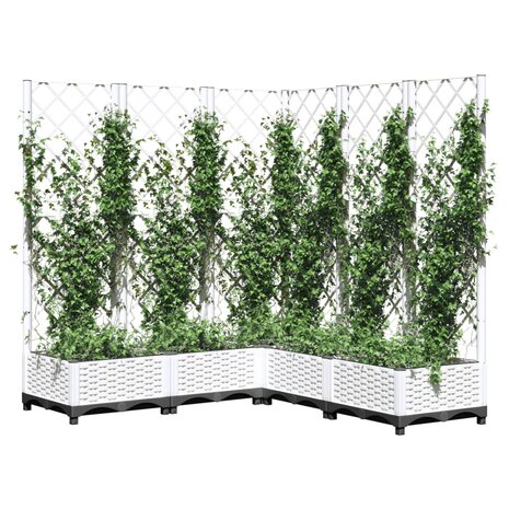 Plantenbak met latwerk 120x120x121,5 cm polypropeen wit 3