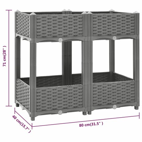 Plantenbak verhoogd 80x40x71 cm polypropeen 6