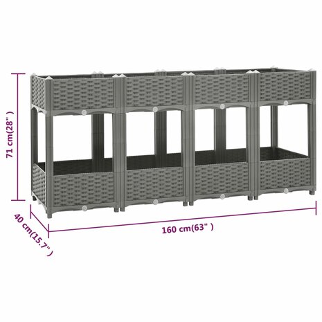 Plantenbak verhoogd 160x40x71 cm polypropeen 6