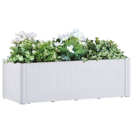 Plantenbak hoog met zelfbewateringssysteem 100x43x33 cm wit 1