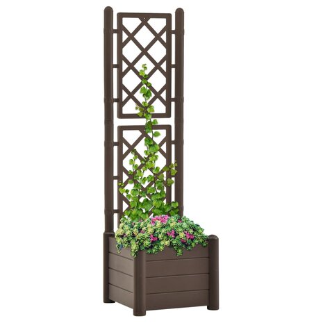 Plantenbak met latwerk 43x43x142 cm PP mokka 1