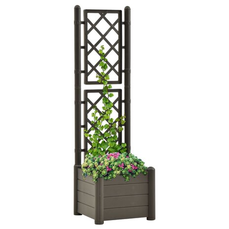 Plantenbak met latwerk 43x43x142 cm PP antracietkleurig 1