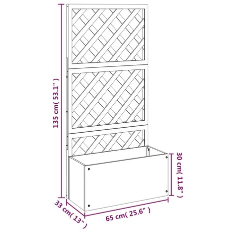 Plantenbakken met latwerk 2 st 65x33x135 cm HKC grijs 8