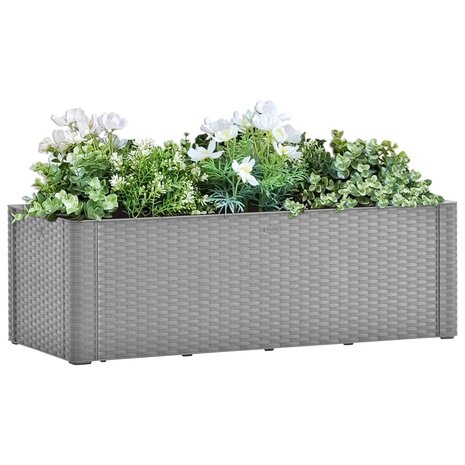 Plantenbak verhoogd met bewateringssysteem 100x43x33 cm grijs 1