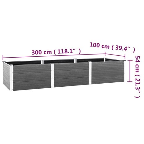 Plantenbak verhoogd 300x100x54 cm HKC grijs 6