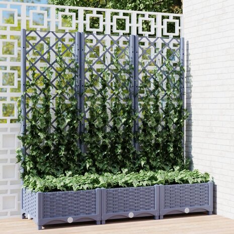 Plantenbak met latwerk 120x40x121,5 cm polypropeen donkergrijs 1