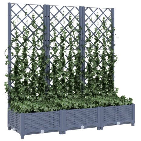 Plantenbak met latwerk 120x40x121,5 cm polypropeen donkergrijs 3