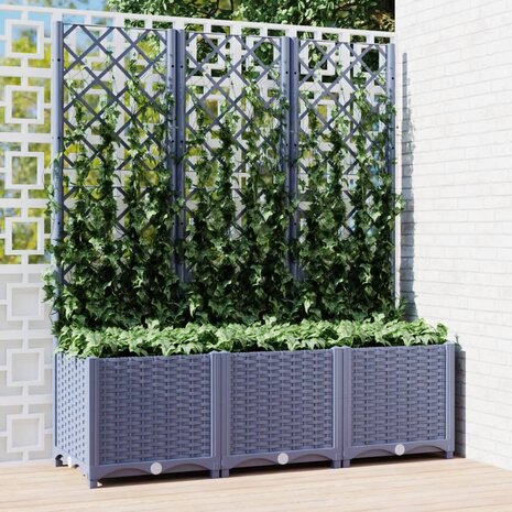 Plantenbak met latwerk 120x40x136 cm polypropeen donkergrijs 1