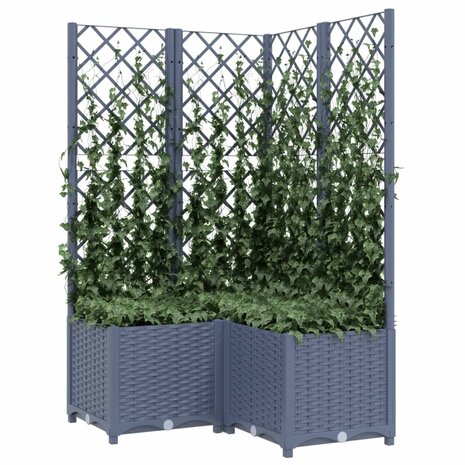 Plantenbak met latwerk 80x80x136 cm polypropeen donkergrijs 3