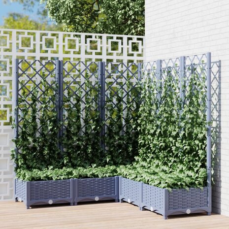 Plantenbak met latwerk 120x120x121,5 cm polypropeen donkergrijs 1