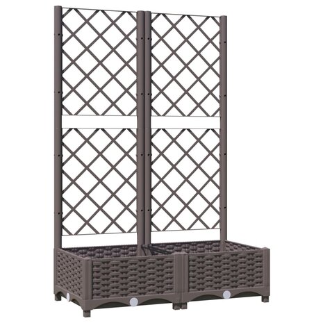 Plantenbak met latwerk 80x40x121,5 cm polypropeen bruin 2