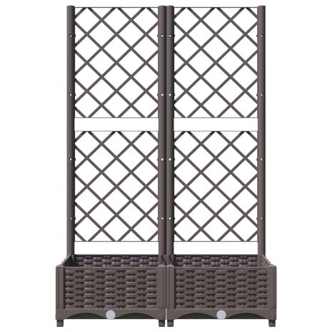 Plantenbak met latwerk 80x40x121,5 cm polypropeen bruin 4