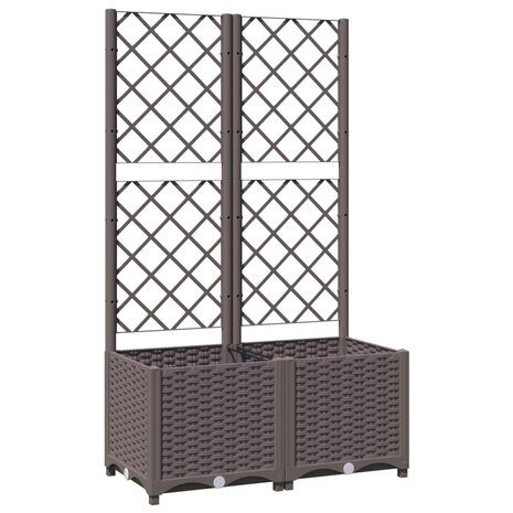 Plantenbak met latwerk 80x40x136 cm polypropeen bruin 2