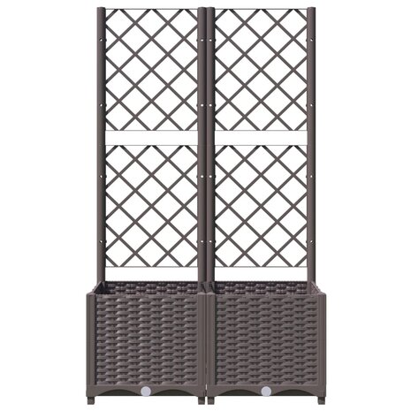 Plantenbak met latwerk 80x40x136 cm polypropeen bruin 4