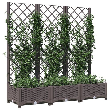 Plantenbak met latwerk 120x40x121,5 cm polypropeen bruin 3