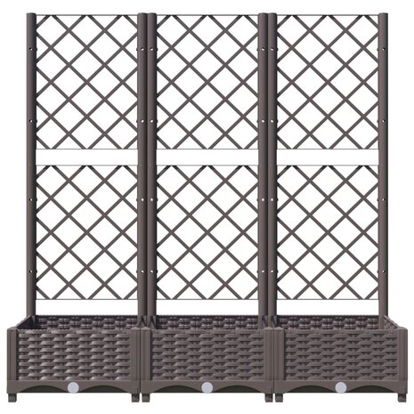 Plantenbak met latwerk 120x40x121,5 cm polypropeen bruin 4